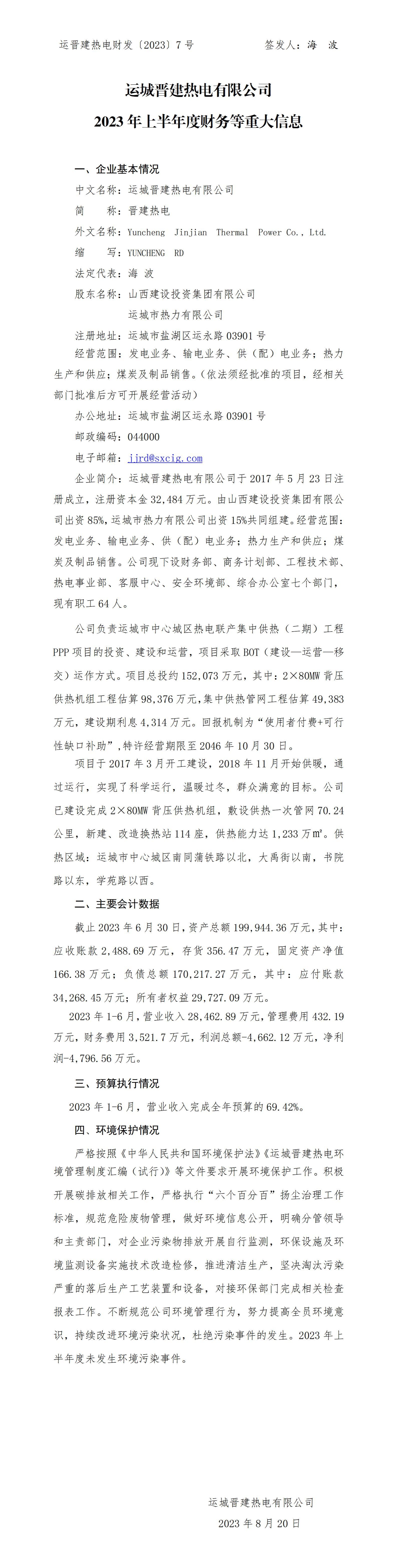 �˳ǽ����ȵ����޹�˾2023���ϰ���Ȳ�����ش���Ϣ